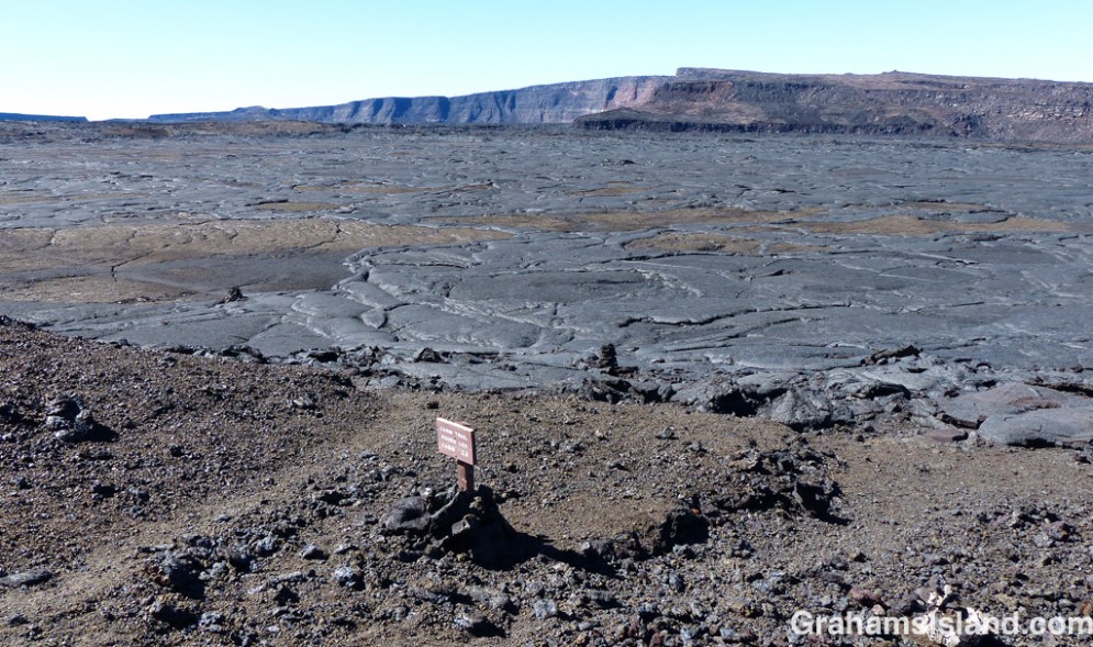 North Pit with the cabin trail heading o;ff to the left. The summit is in the distance.