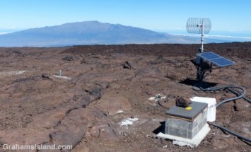 Seismic instruments are scattered around the summit of Mauna Loa.