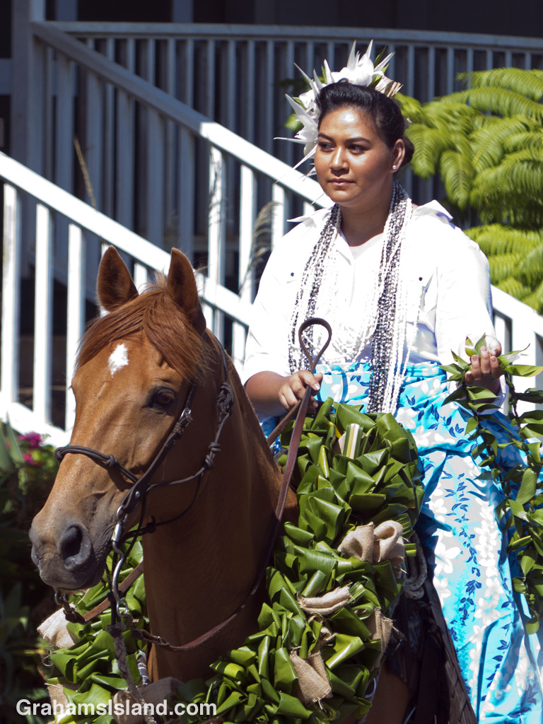 A rider in the Kamehameha Day parade in North Kohala.