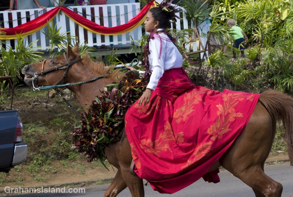 A rider in the Kamehameha Day parade in North Kohala.