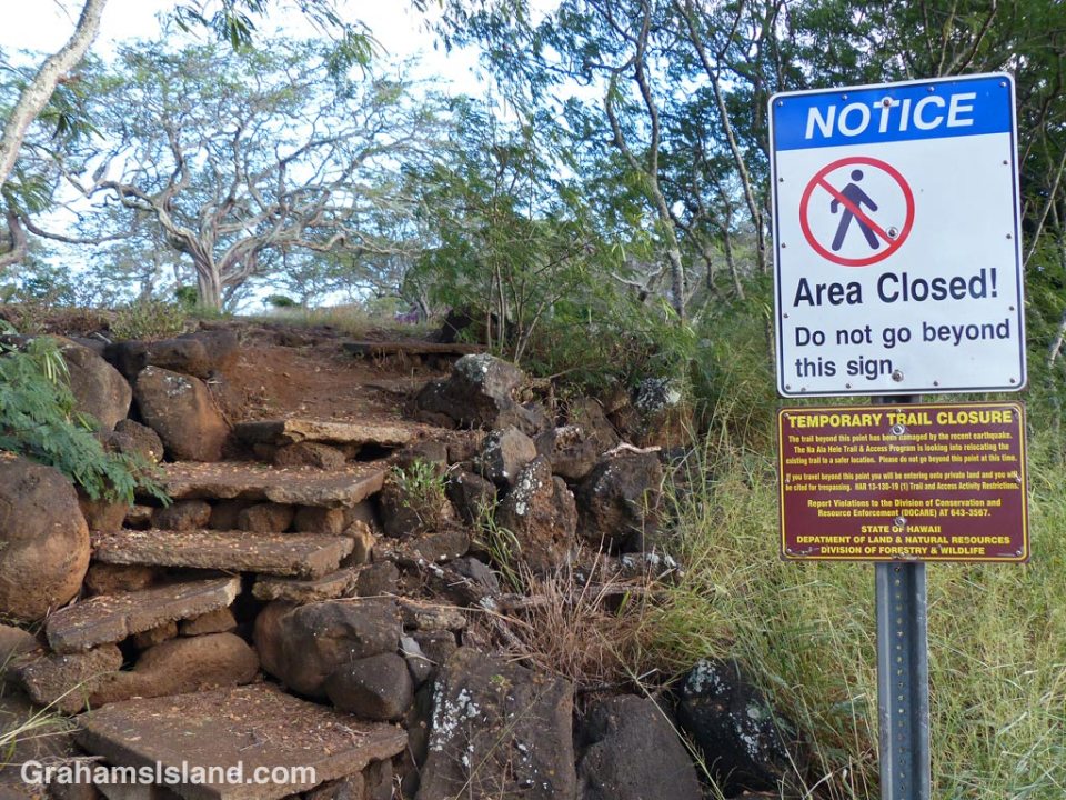This section of the Ala Kahakai trail on the Big Island has been temporarily closed for 10 years now.