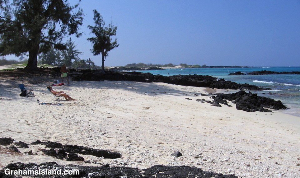 The beach at Makalawena has golden sand and lots of space.
