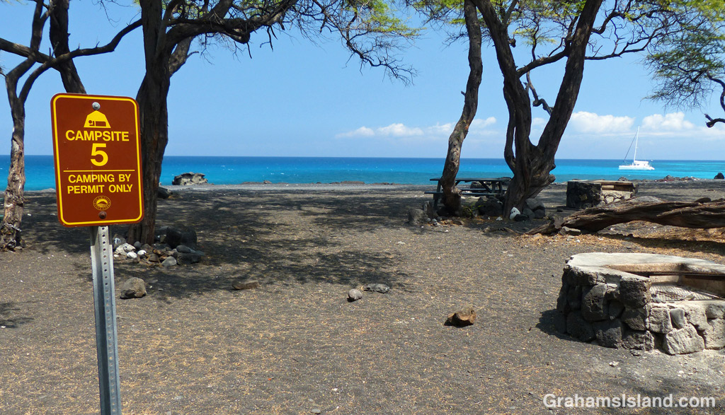 One of the ocean-side campsites at Kiholo Bay on the Big Island of Hawaii