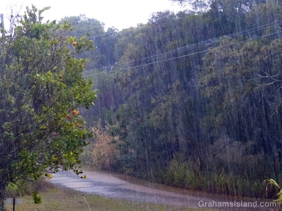 Heavy rain falls on the Big Island of Hawaii.