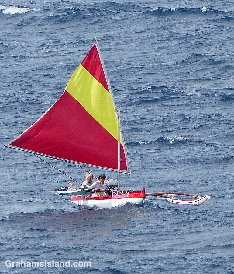 An outrigger canoe off the North Kohala coast