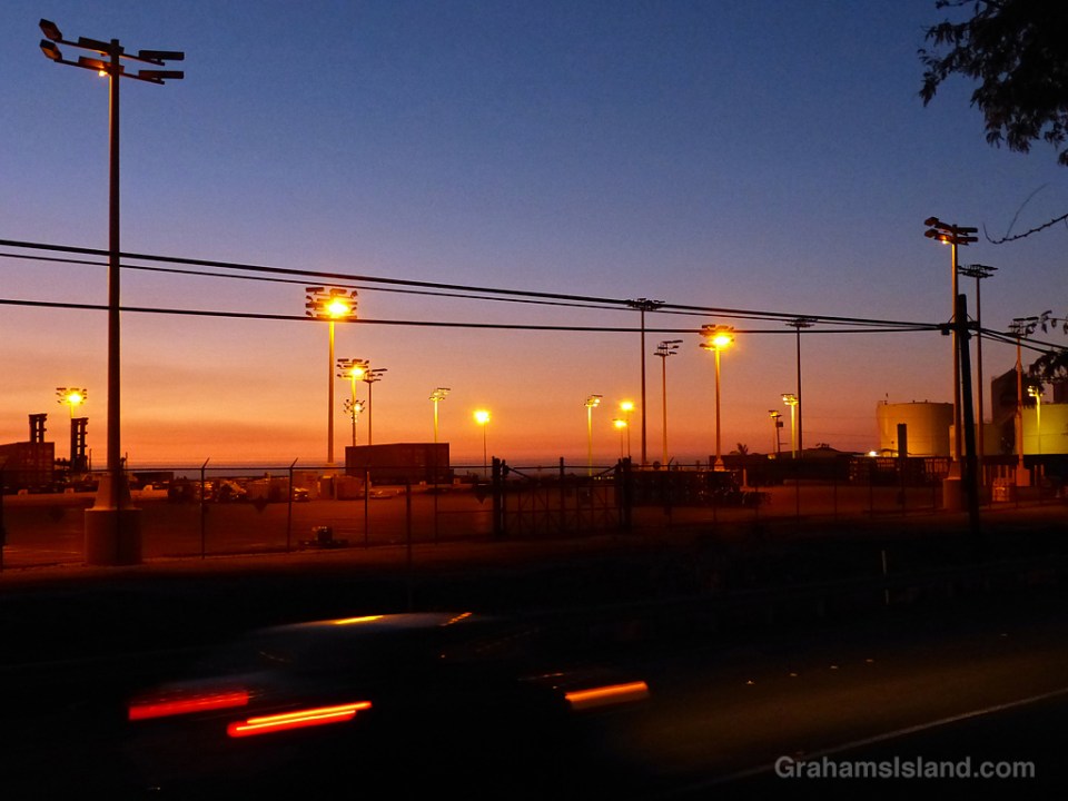 The port at Kawaihae at sunset