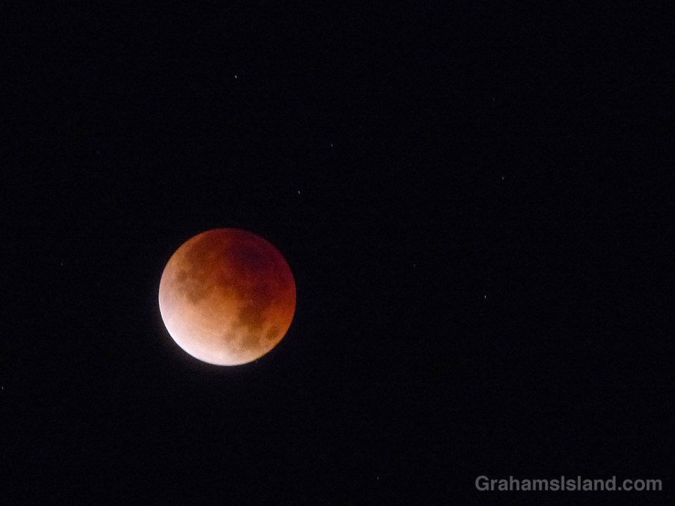 A lunar eclipse over Hawaii