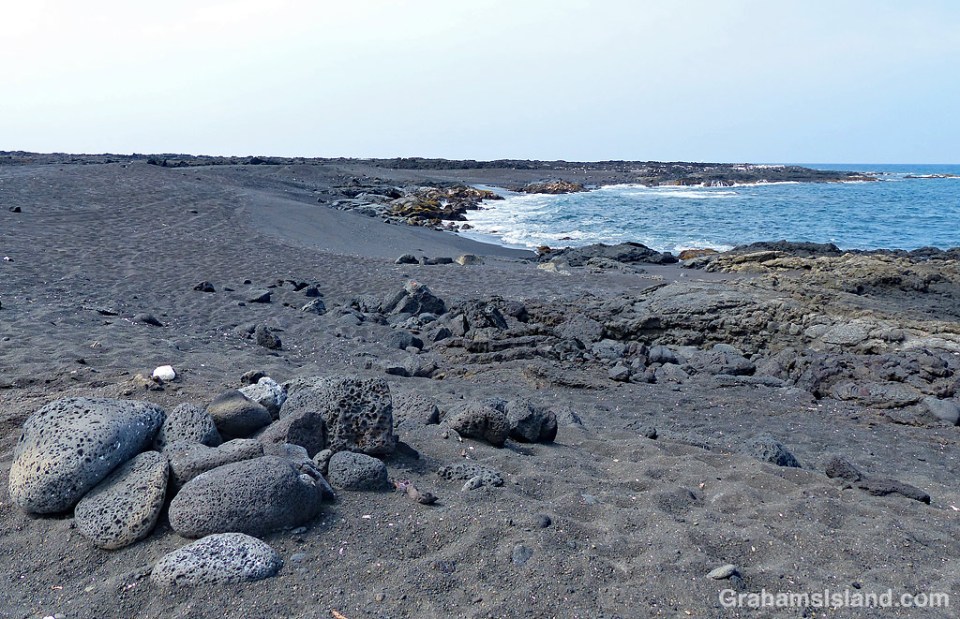 Kona coast black sand beach Makole'a