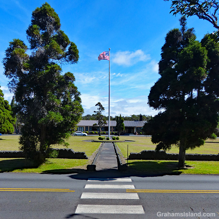 The entrance to Kilauea Military Camp in Hawaii Volcanoes National Park