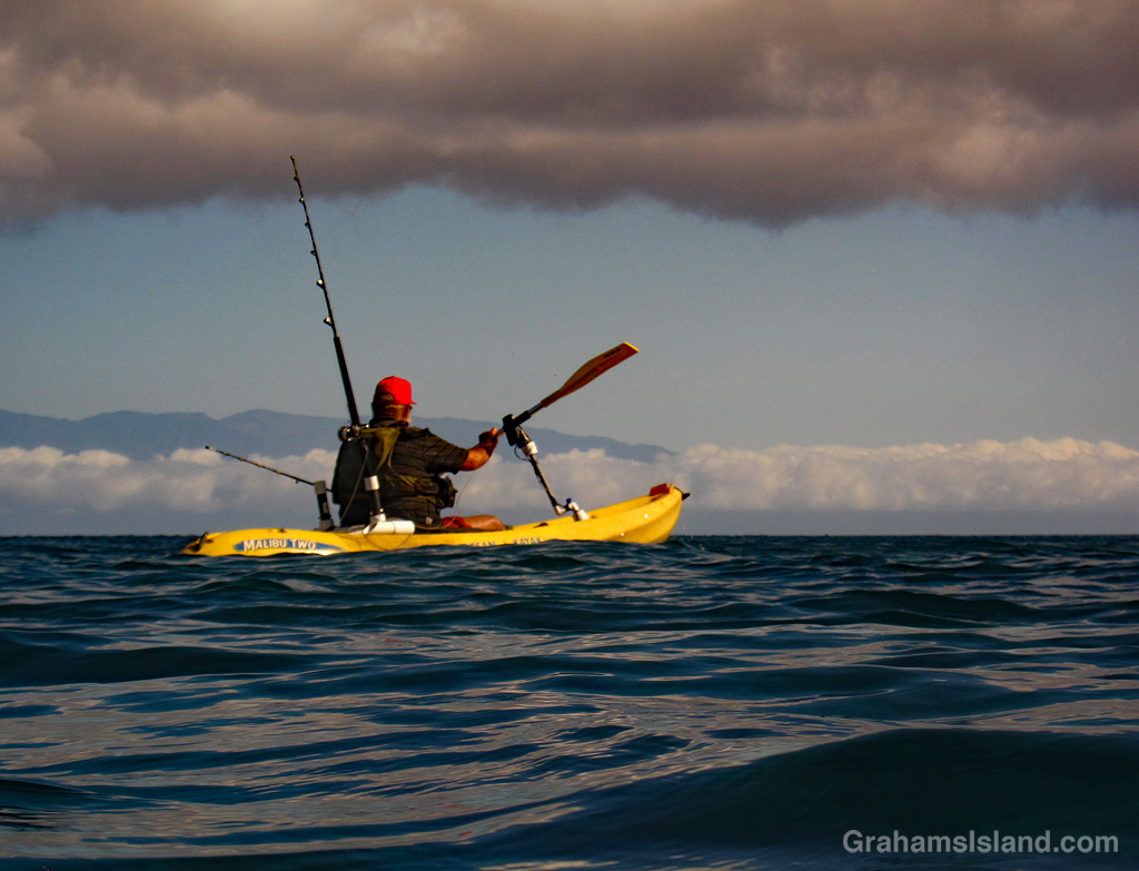 A kayak fisherman in Hawaii