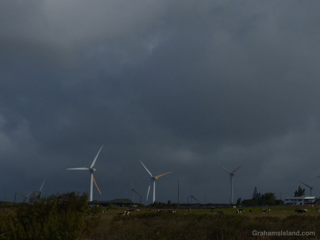 Dark clouds over Hawi Wind Farm