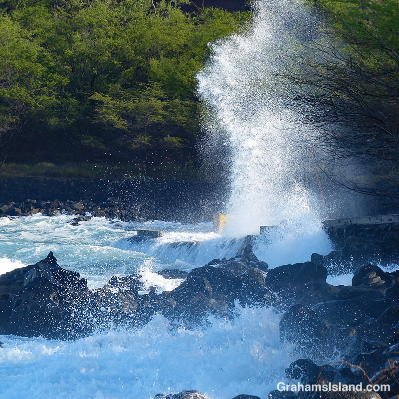 Surf breaks at Mahukona in North Kohala.