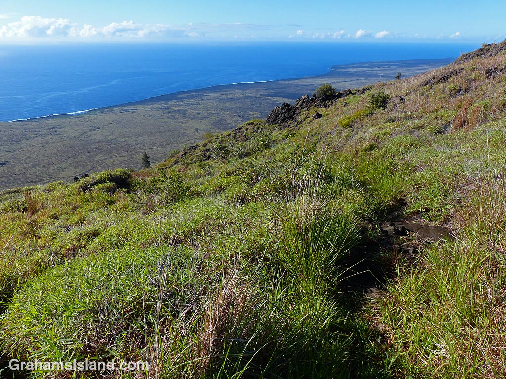 View from Hilina Pali Trail in Hawaii Volcanoes National Park
