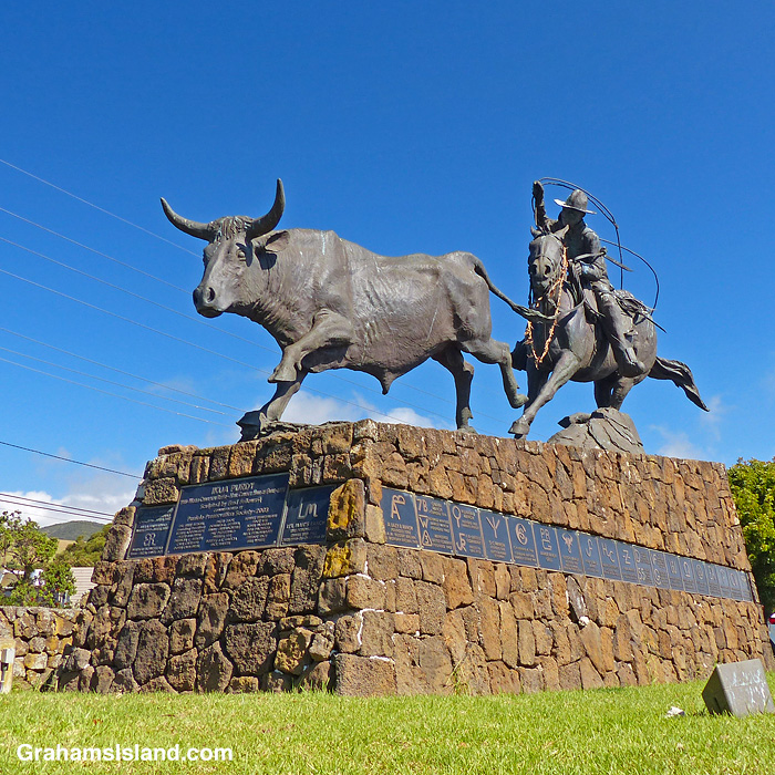 A monument commemorating Ikua Purdy, a Hawaiian paniolo