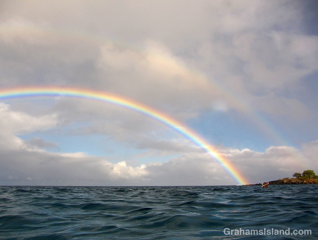 A rainbow seen from the water off the Big Island, Hawaii