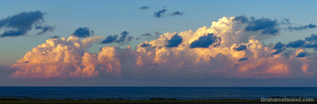 Billowy clouds over the Alenuihāhā Channel between Maui and the Big Island, Hawaii