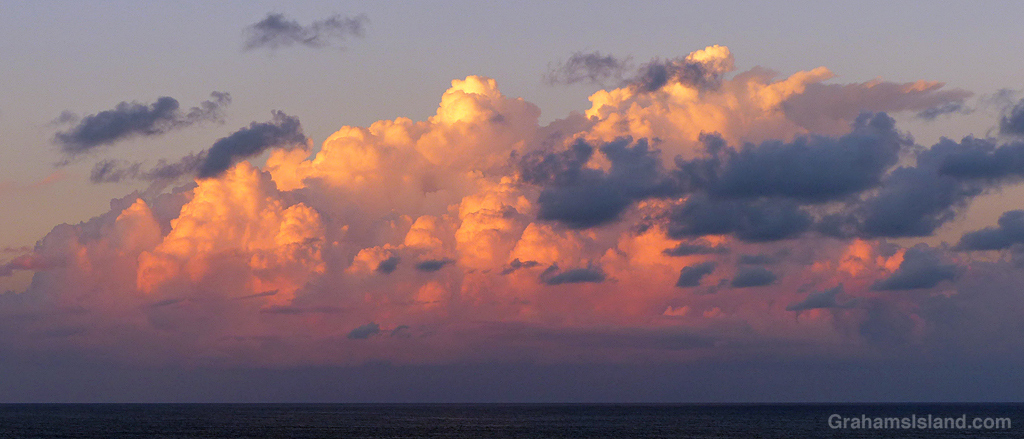 Billowy clouds over the Alenuihāhā Channel between Maui and the Big Island, Hawaii