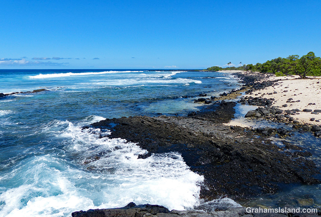 The beach at Kohanaiki Beach Park in Hawaii
