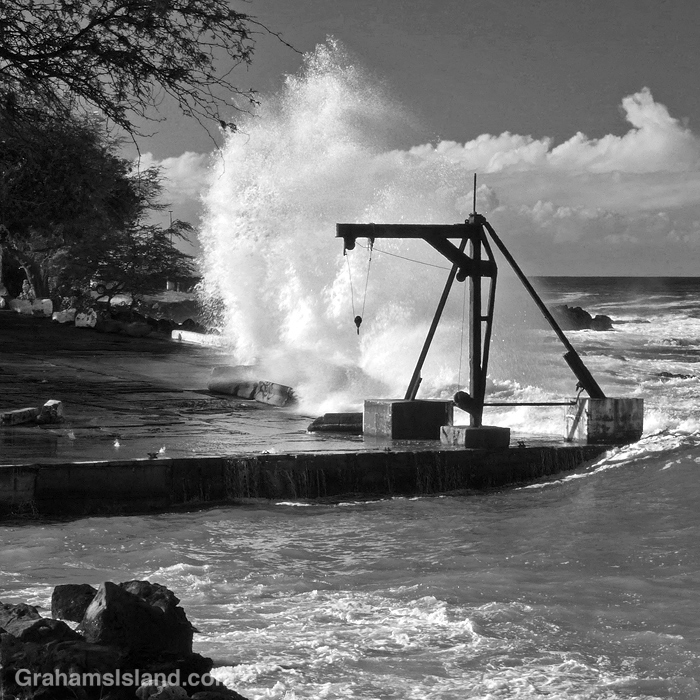 Surf crashes ashore at Mahukona, Hawaii