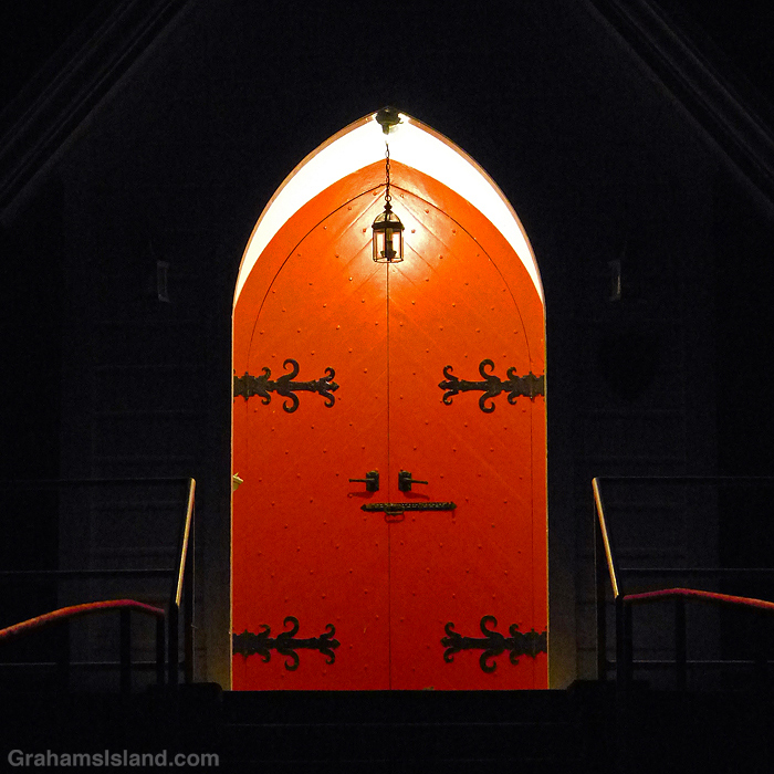 The door of St. Augustine's Episcopal Church in Kapaau, Hawaii