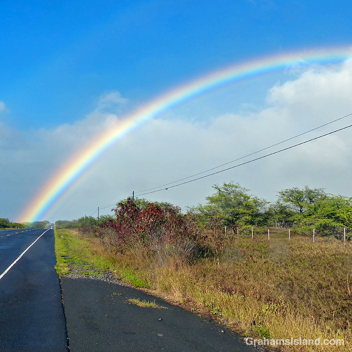 A Rainbow over the road in North Kohala, Hawaii