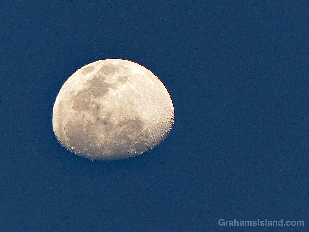 A three-quarter moon
