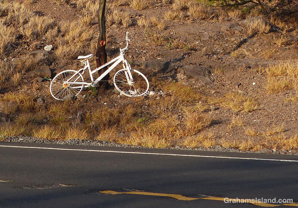 A Ghost bike near Hawi, Hawaii