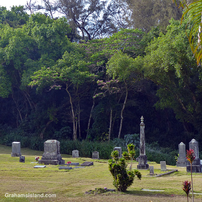 A view of Waianaia Cemetery near Kapaau, Hawaii