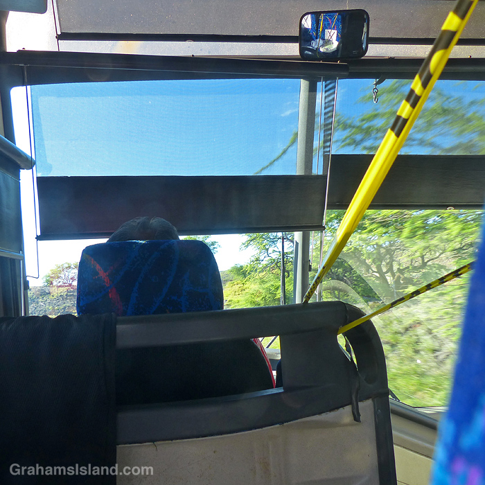Riding in a bus in Hawaii