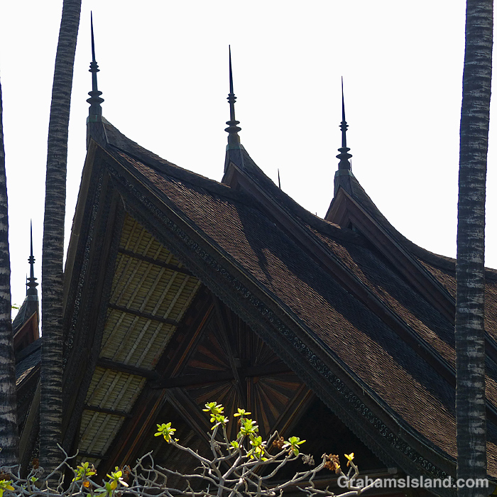The roofline of the Bali house at Kiholo, Hawaii