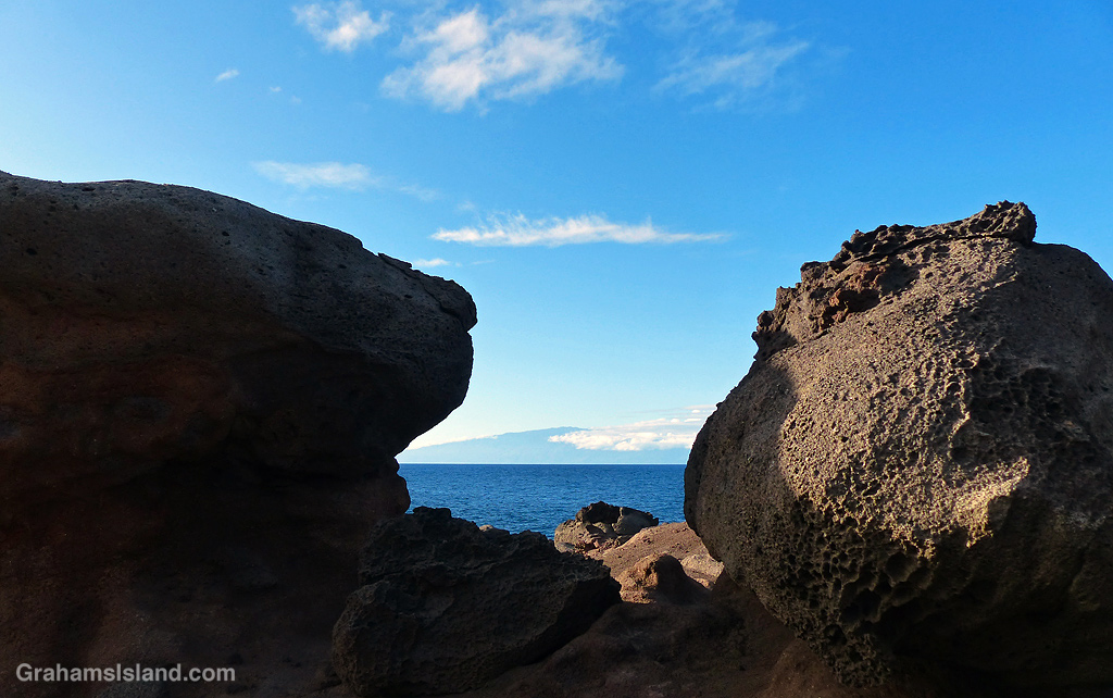A view of Maui from the shoreline at Upolu