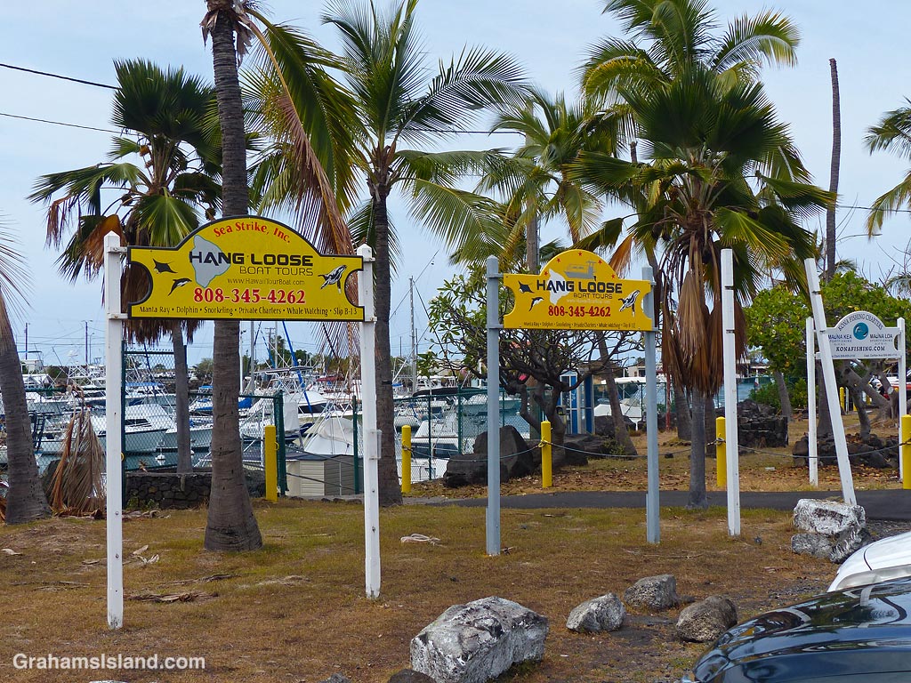 Signs at Honokohau Habor, Hawaii