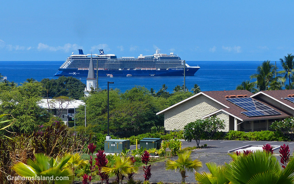 A cruise ship anchored off Kailua Kona, Hawaii