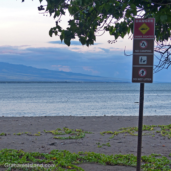 A sign on a beach at Kawaihae, Hawaii