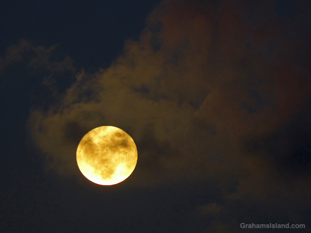 A full moon rising over North Kohala, Hawaii
