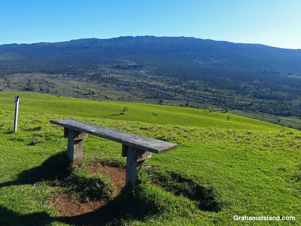 A bench at the top of PuuWaaWaa, Hawaii