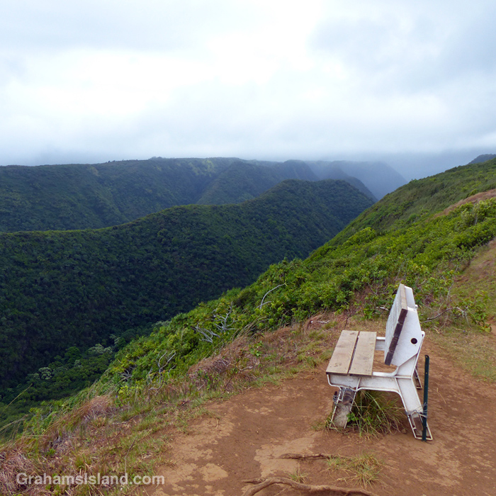 A Bench overlooking Honokane Nui Valley on the Big Island Hawaii