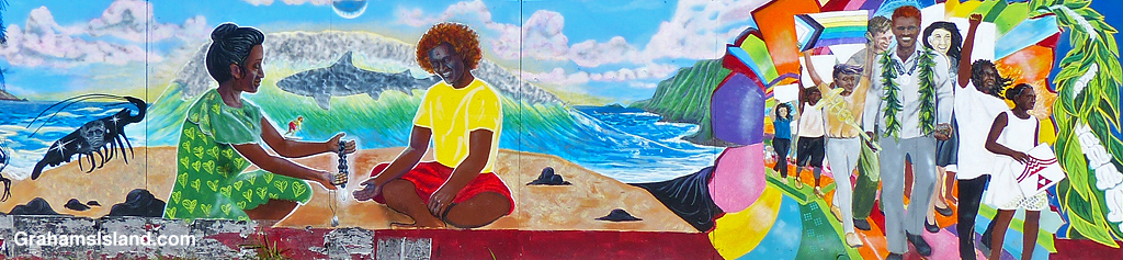A colorful mural in Hawi, Hawaii