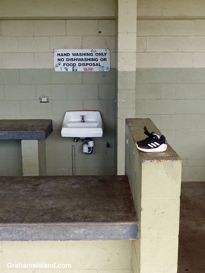 A still like featuring shoes and a sink