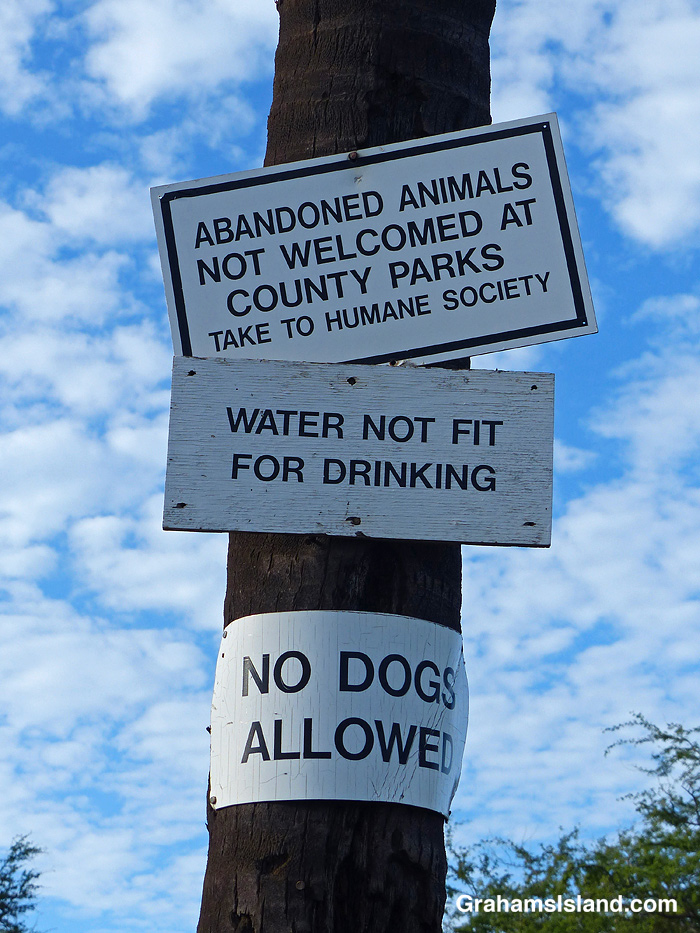 A sign at a county park in Hawaii