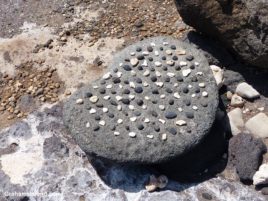 A Konane game board at Lapakahi, Hawaii