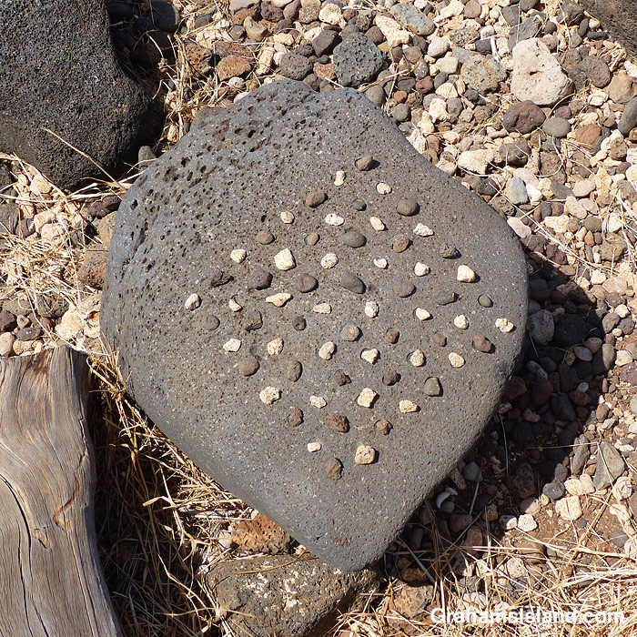 A Konane game board at Lapakahi, Hawaii
