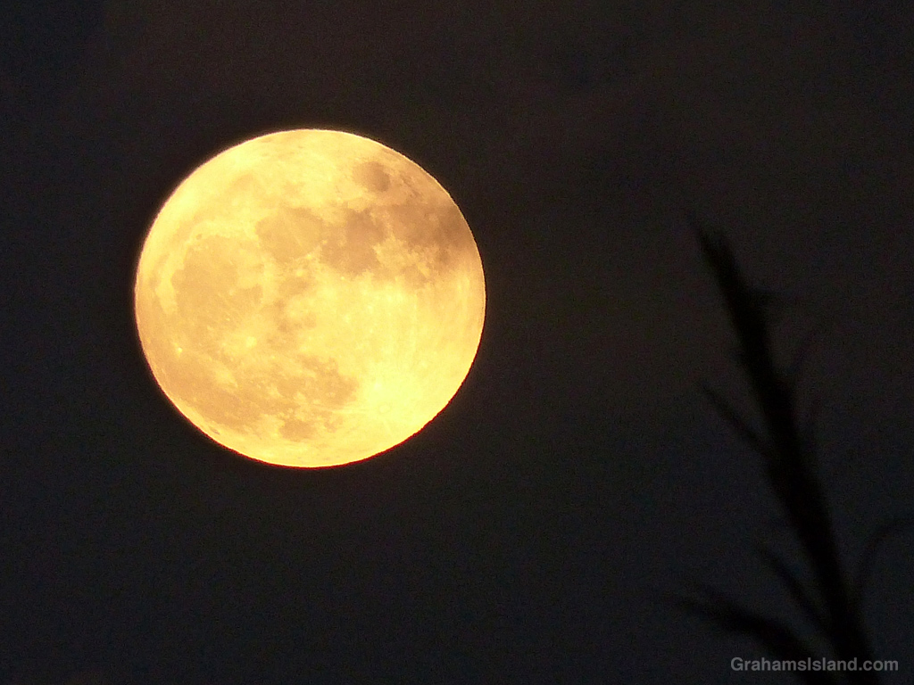 A full moon rises over Hawaii