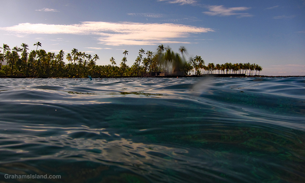 Pu'uhonua o Hōnaunau National Historical Park seen from the water