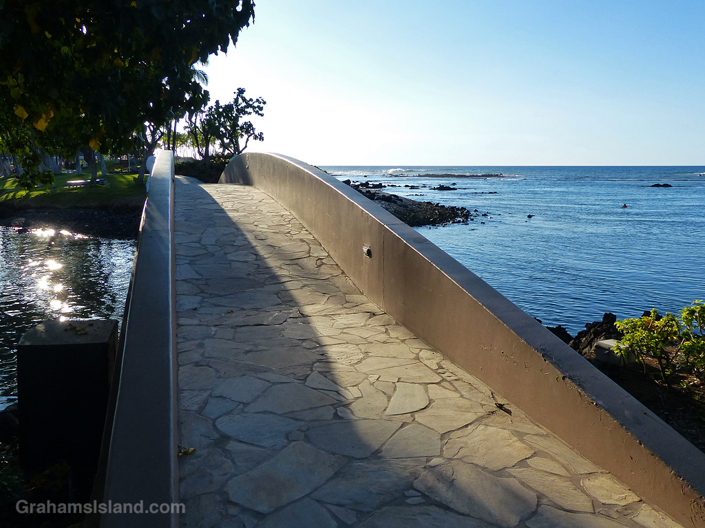 A bridge over an inlet on the coast in Hawaii