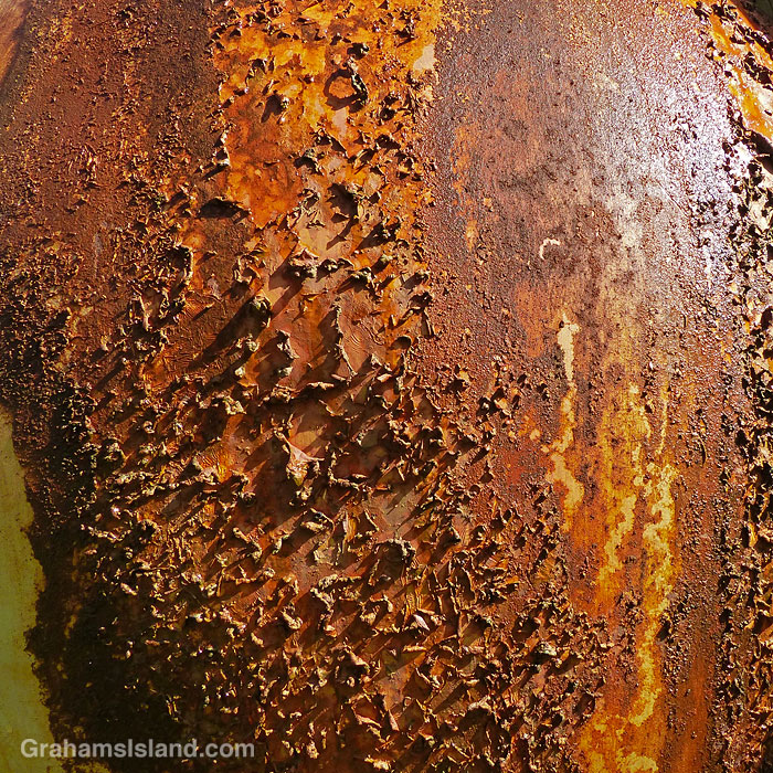 Rust forms on a water tank