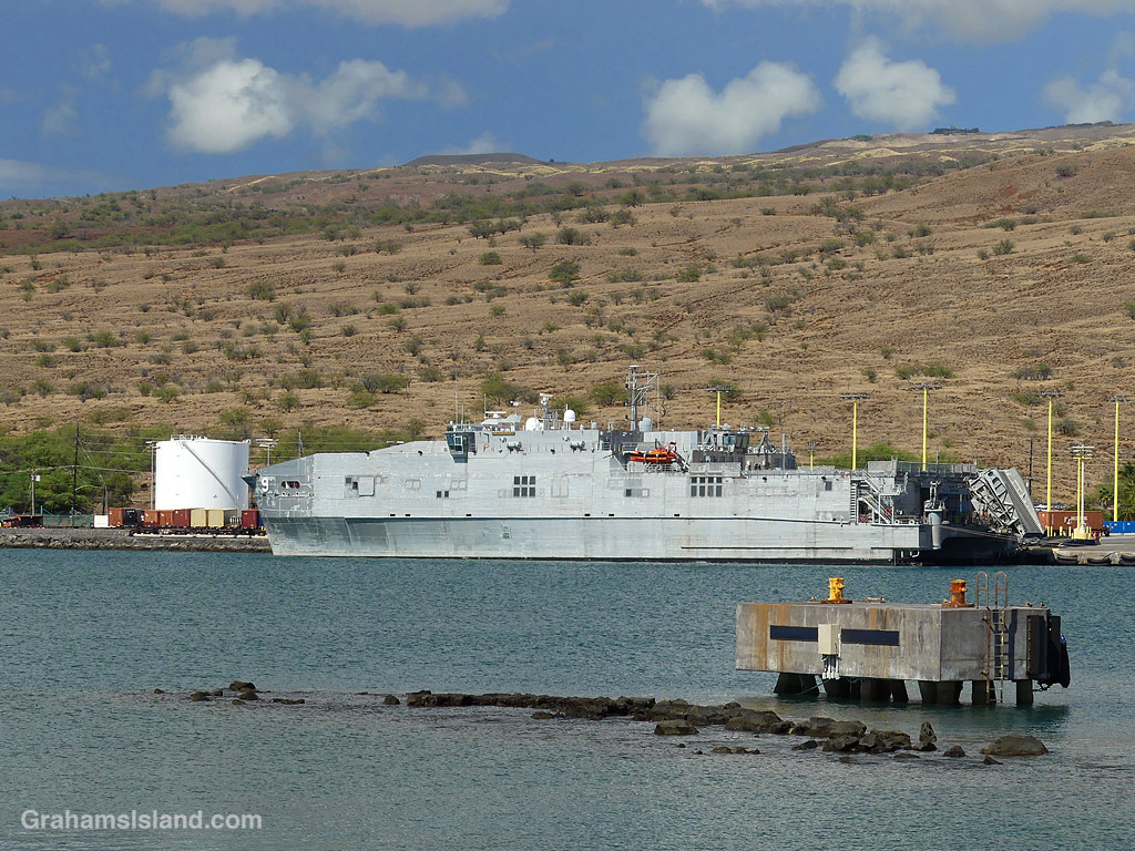 The US Navy ship City of Bismark in Kawaihae harbor