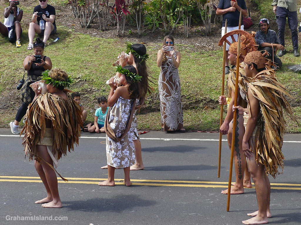 Participants in the Kamehameha Day parade at Kapaau, Hawaii