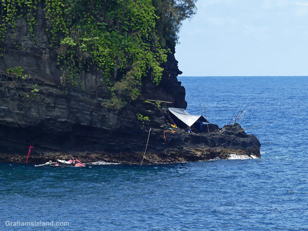A fishing camp on the coast north of Hilo Hawaii