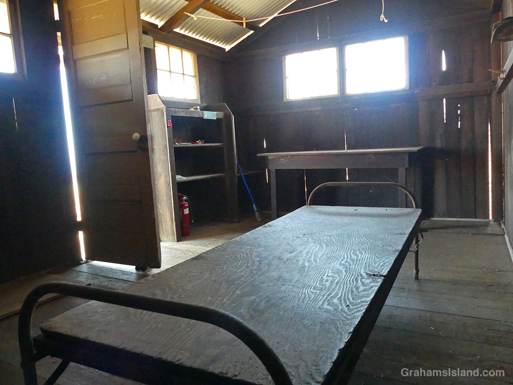 The interior of the Pepeiao Cabin on the Kau Desert Trail in Hawaii